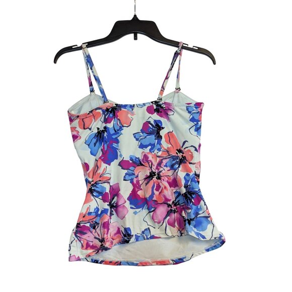 Floral Croft & Barrow Spaghetti Strap Tank Top Pink/Blue/White Size 12 Womens Li - Picture 3 of 4